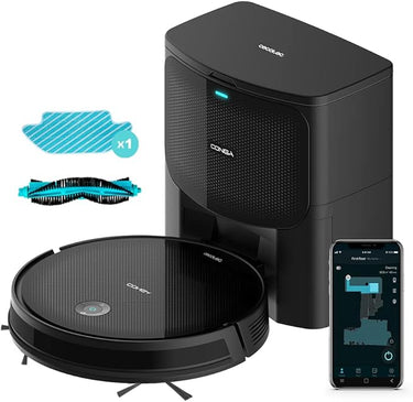 Cecotec Robot Aspirador con Base de Autovaciado Conga 2299 Ultra Home Genesis. Tecnología Giroscópica, 2100 Pa, App, Cepillo Multifunción, Alexa, Depósito Mixto, Capacidad 3 litros, para Suelo Duro